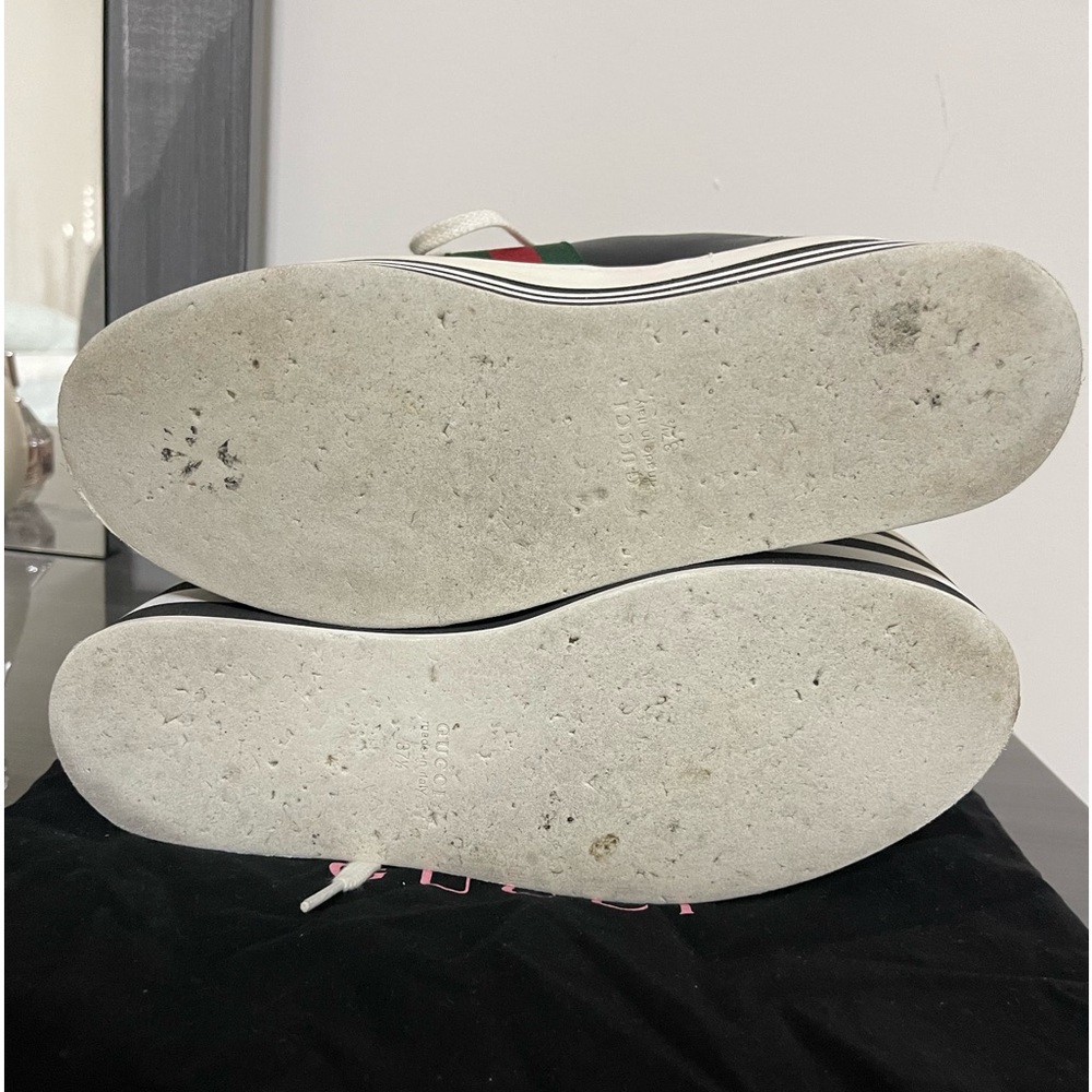 Gucci Shoes | Leather Peggy Wedge Platform Sneakers - Picture 10 of 10